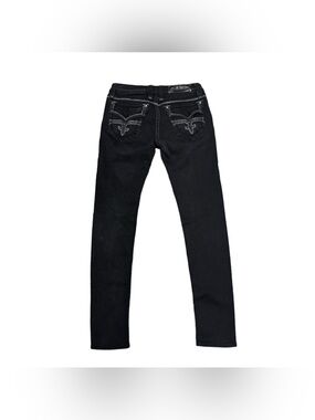 Rock Revival Anais Skinny Jean Women's 29 Low Rise Black Embellished Cowgirl Y2K